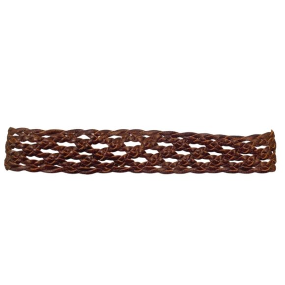 LINEA PELLE Women's XL Braided Woven Leather O-Ring Belt 47" Boho Adjustable Plu - Picture 2 of 5